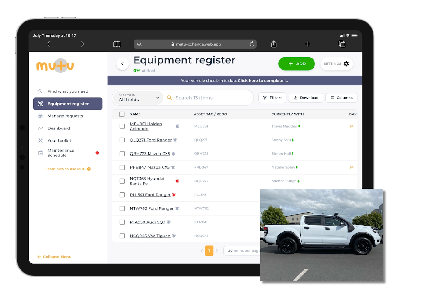 Mutu dashboard laptop preview