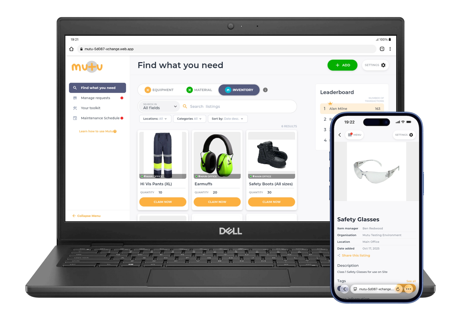 Mutu dashboard laptop preview