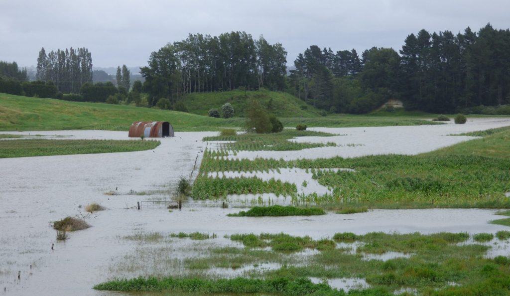 flood damaged land in Hawke’s Bay showing need for rebuild materials and recovery